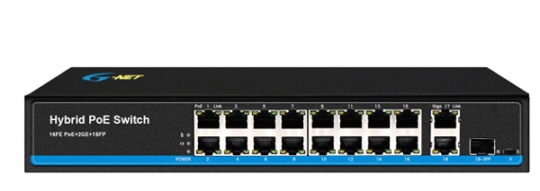 16-Port 10/100Base-TX PoE Switch G-NET GX-PES-16TPH1GX2GT-SFP