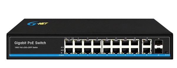 16-Port 10/100/1000Base-TX PoE Switch G-NET GX-PES-2GX2GT16GP-SFP