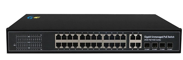 24-Port 10/100/1000Base-TX PoE Switch G-NET GX-PES-4GXC24GP-SFP