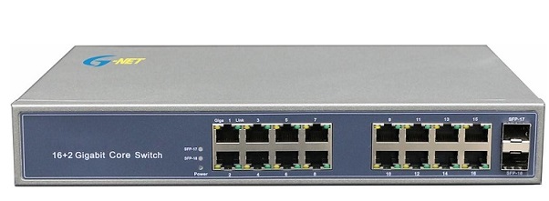 16-port 10/100/1000Base-TX Ethernet Switch G-NET G-UES-2GX16GT-SFP