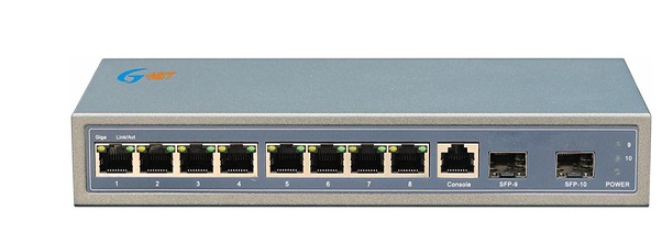 8-port Gigabit + 2-port Gigabit SFP Layer 2 Managed Switch G-NET G-MES-2GX8GT-SFP