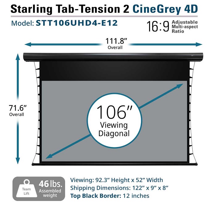 Màn chiếu điện Tab-tension 106-inch Elite Screens STT106UHD4-E12