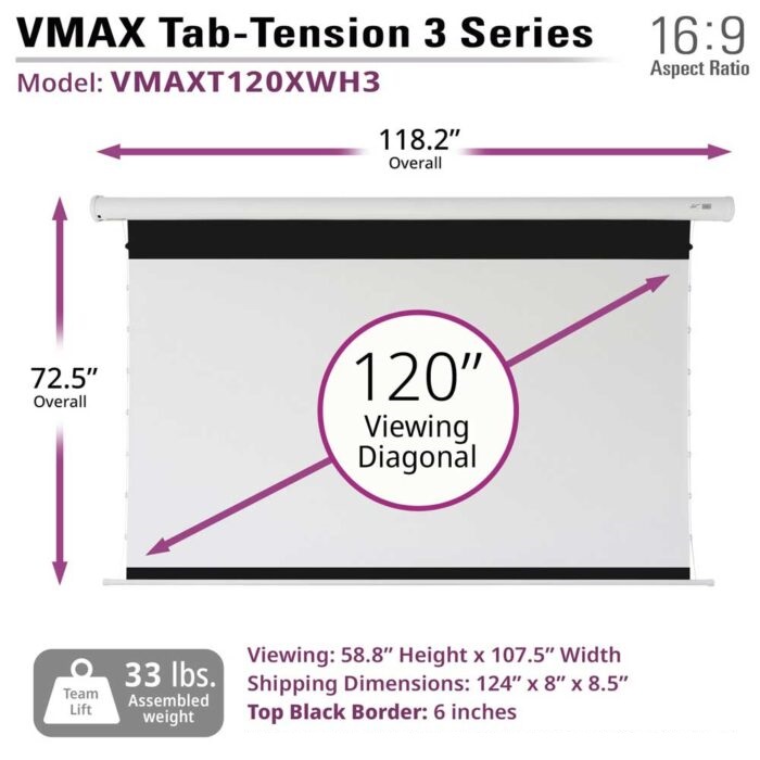 Màn chiếu điện Tab-tension 120-inch Elite Screens VMAXT120XWH3