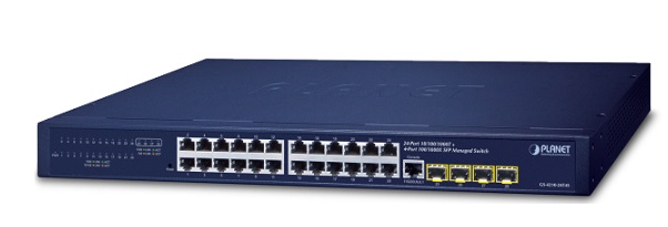 24-Port GE + 4-Port 1G SFP+ Managed Switch PLANET GS-4210-24T4S