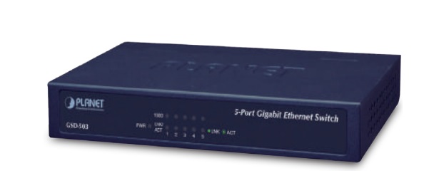 5-Port 10/100/1000BASE-T Gigabit Ethernet Switch PLANET GSD-503