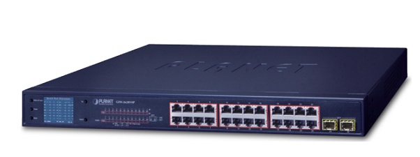 24-Port 10/100/1000T 802.3at PoE + 2-Port Gigabit SFP Switch PLANET GSW-2620VHP