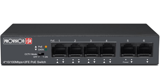 4-port 10/100Mbps PoE switch Provision-ISR PoES-0460C+2I-V2