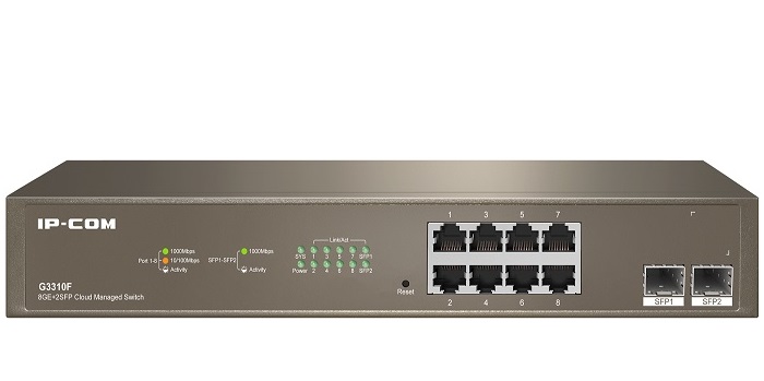 8-Port Gigabit Ethernet + 2SFP Cloud Managed Switch IP-COM G3310F