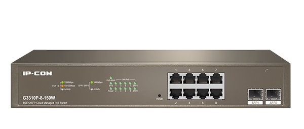 8-Port Gigabit Ethernet + 2SFP Cloud Managed PoE Switch IP-COM G3310P-8-150W