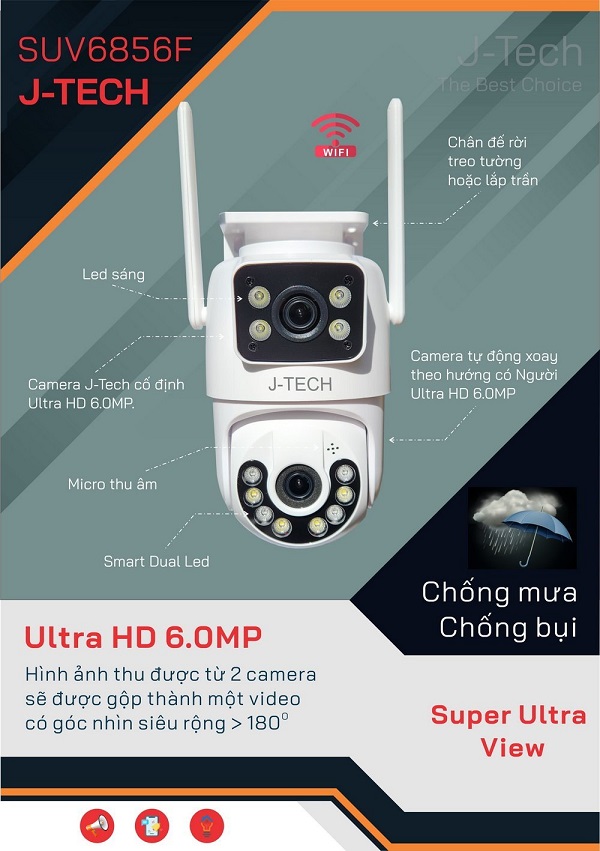 Camera IP không dây 6.0 Megapixel J-TECH SUV6856F