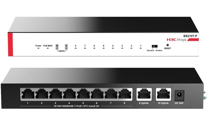 10-Port Gigabit Ethernet Unmanaged PoE Switch H3C Magic BS210T-P