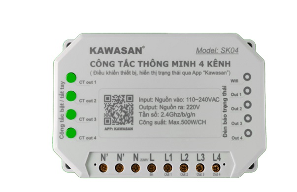 Công tắc Wifi thông minh 4 kênh KAWA SK04