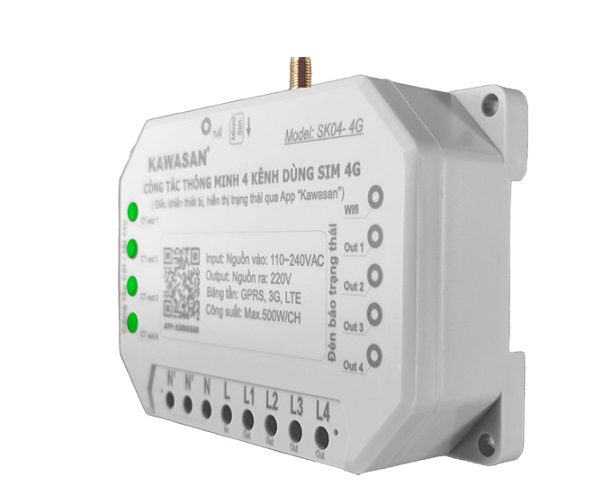 Công tắc thông minh dùng SIM 4G KAWA SK04-4G