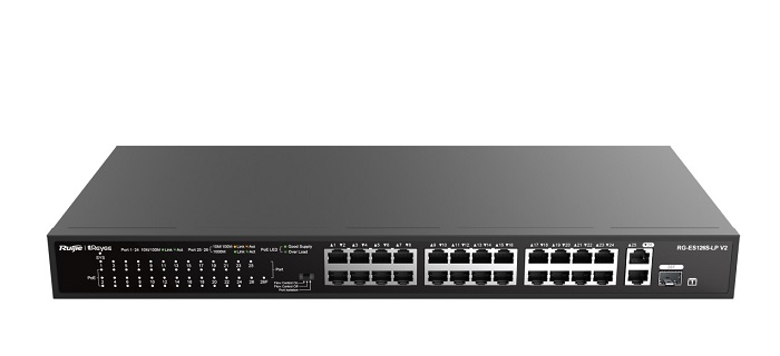 24-port 10/100Mbps with 2-Port Gigabit Rackmount PoE Switch RUIJIE RG-ES126S-LP V2