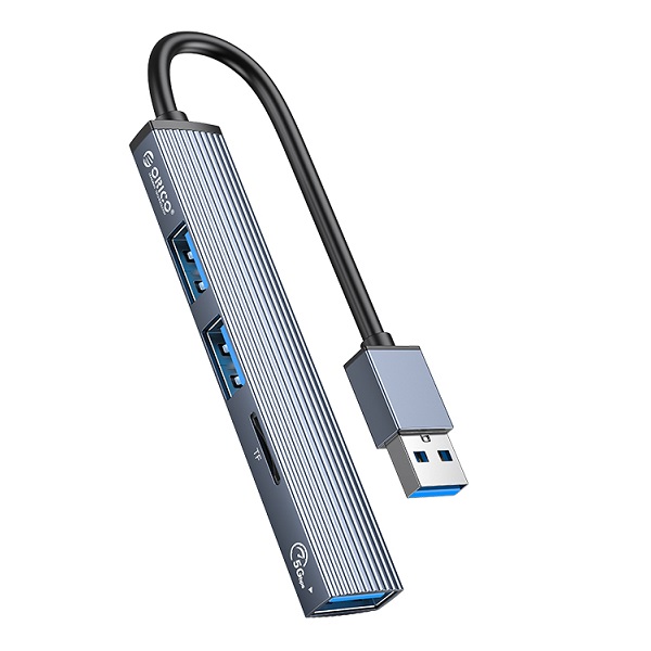 Bộ chia USB HUB 4 cổng tích hợp Card Reader ORICO AH-A12F-GY-BP