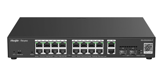 20-Port Gigabit Smart Cloud Managed PoE Switch RUIJIE RG-ES220GS-P