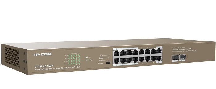 16GE+2SFP Ethernet Unmanaged PoE Switch IP-COM G1118P-16-250W