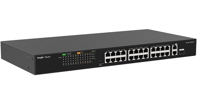 24-Port 10/100Mbps with 2-Port Gigabit Unmanaged PoE Switch RUIJIE RG-ES126FGS-P