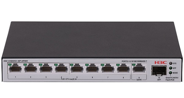 10-Port Gigabit L2 PoE Switch H3C LS-1600V2-10P-HPWR-GL