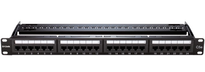 Patch Panel 24-port fully loaded Cat5E UTP D-Link NPP-5E1BLK241