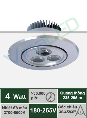 Đèn LED âm trần 4W VinaLED DL-D04H