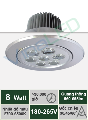 Đèn LED âm trần 8W VinaLED DL-D08H