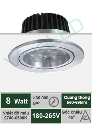 Đèn LED âm trần 8W VinaLED DL-M08H