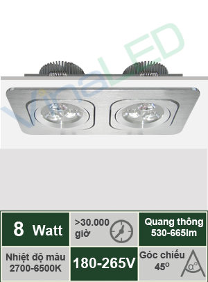 Đèn LED âm trần 8W VinaLED DL-A08H