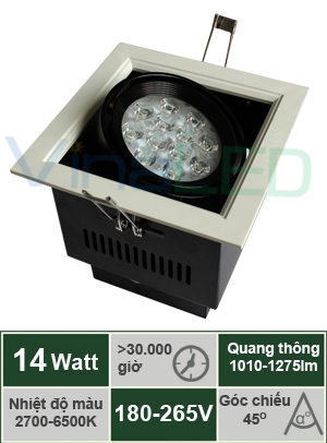 Đèn LED âm trần 14W VinaLED DL-B14H