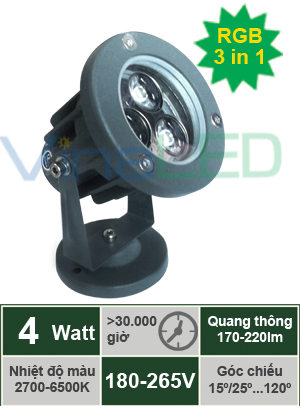 Đèn LED chiếu điểm đơn sắc 4W VinaLED OS-B04H