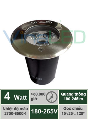 Đèn LED âm đất đơn sắc 4W VinaLED UG-A04H